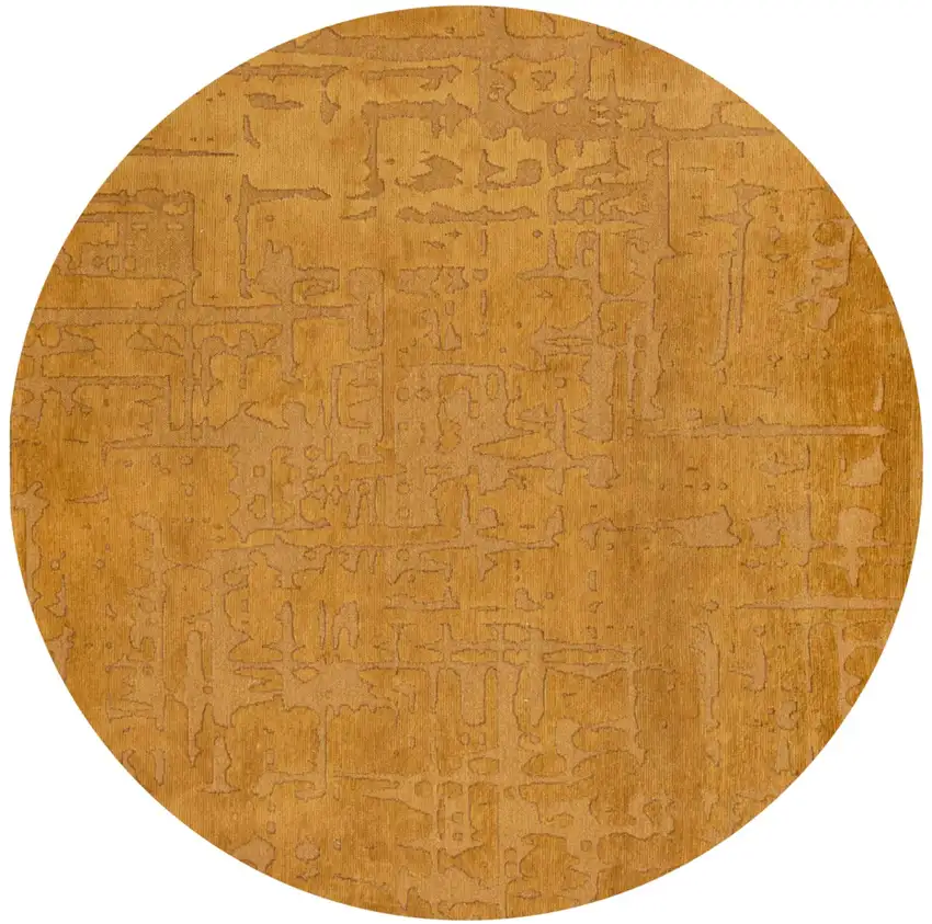 5' Yellow Round Abstract Non Skid Area Rug Photo 2