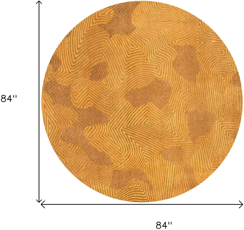 8' Yellow Round Abstract Non Skid Area Rug Photo 3