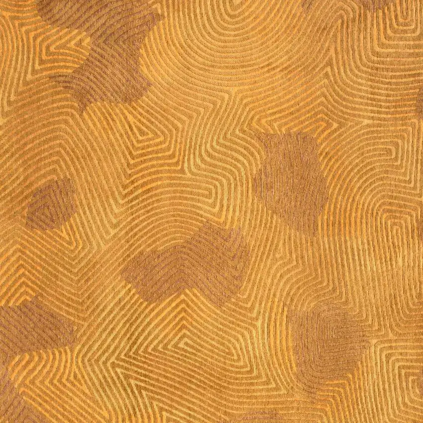 5' Yellow Round Abstract Non Skid Area Rug Photo 8