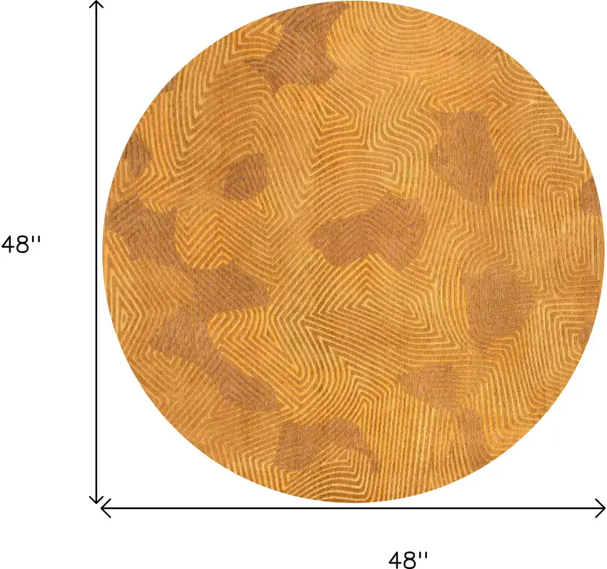 5' Yellow Round Abstract Non Skid Area Rug Photo 3