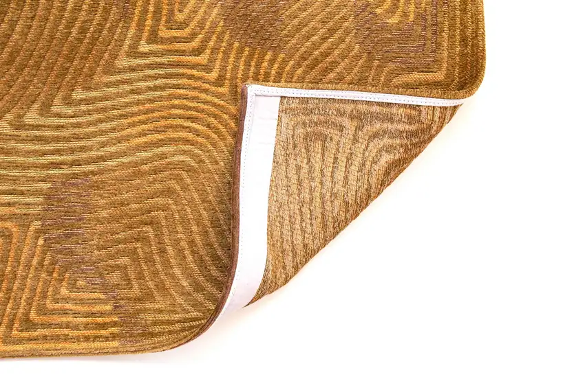 5' Yellow Round Abstract Non Skid Area Rug Photo 6