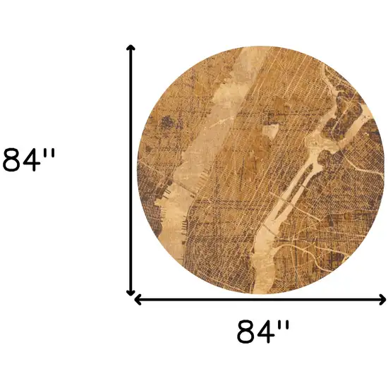 8' Yellow Round Abstract Non Skid Area Rug Photo 3