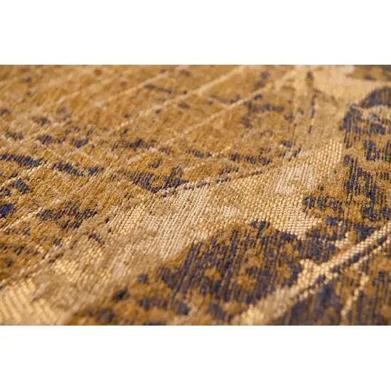 8' Yellow Round Abstract Non Skid Area Rug Photo 8