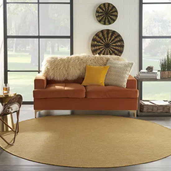 8' Yellow Round Power Loom Area Rug Photo 7