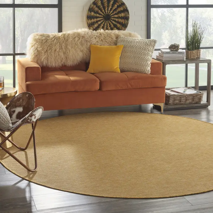 8' Yellow Indoor Outdoor Area Rug Photo 7