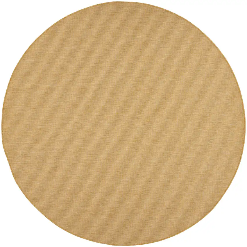 8' Yellow Round Power Loom Area Rug Photo 1