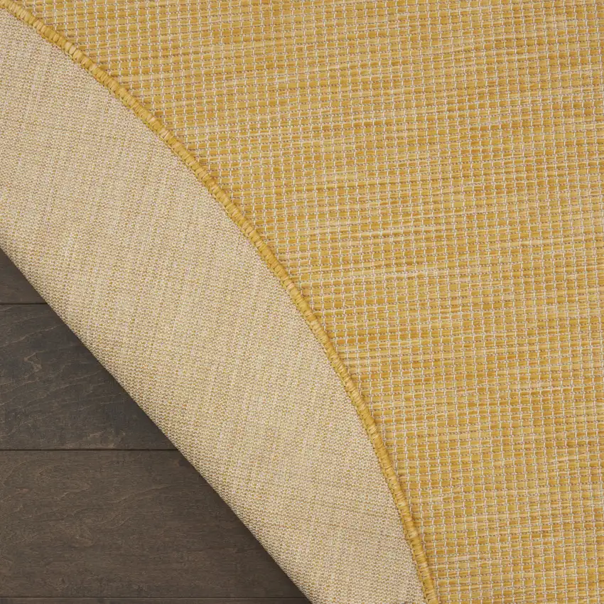 6' Yellow Round Power Loom Area Rug Photo 3