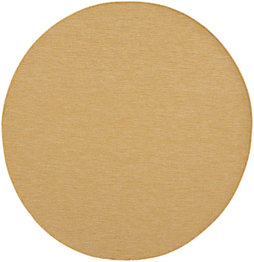 6' Yellow Round Power Loom Area Rug Photo 1