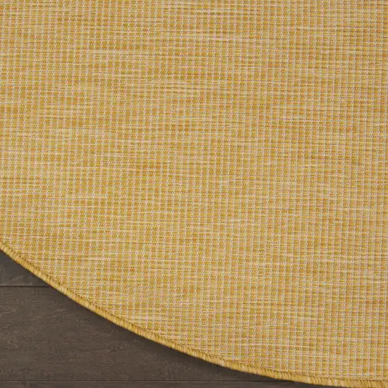 6' Yellow Round Power Loom Area Rug Photo 9