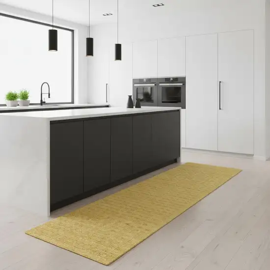 8' Yellow Wool Runner Rug Photo 1