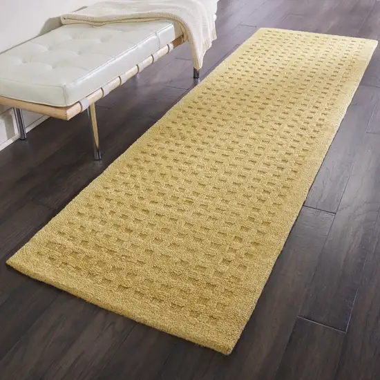 8' Yellow Wool Runner Rug Photo 5