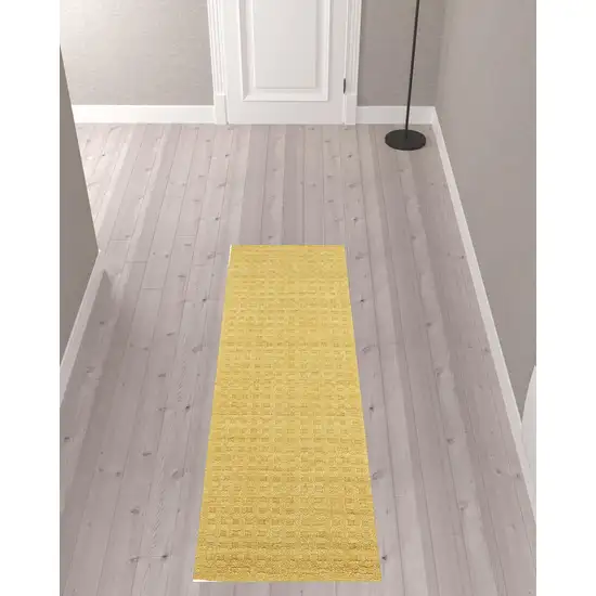 8' Yellow Wool Runner Rug Photo 1