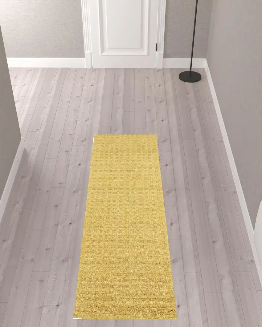 8' Yellow Wool Runner Rug Photo 1