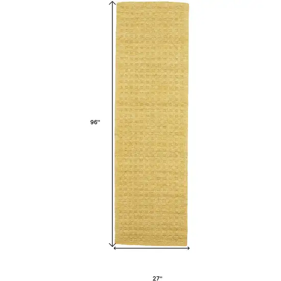 8' Yellow Wool Runner Rug Photo 3