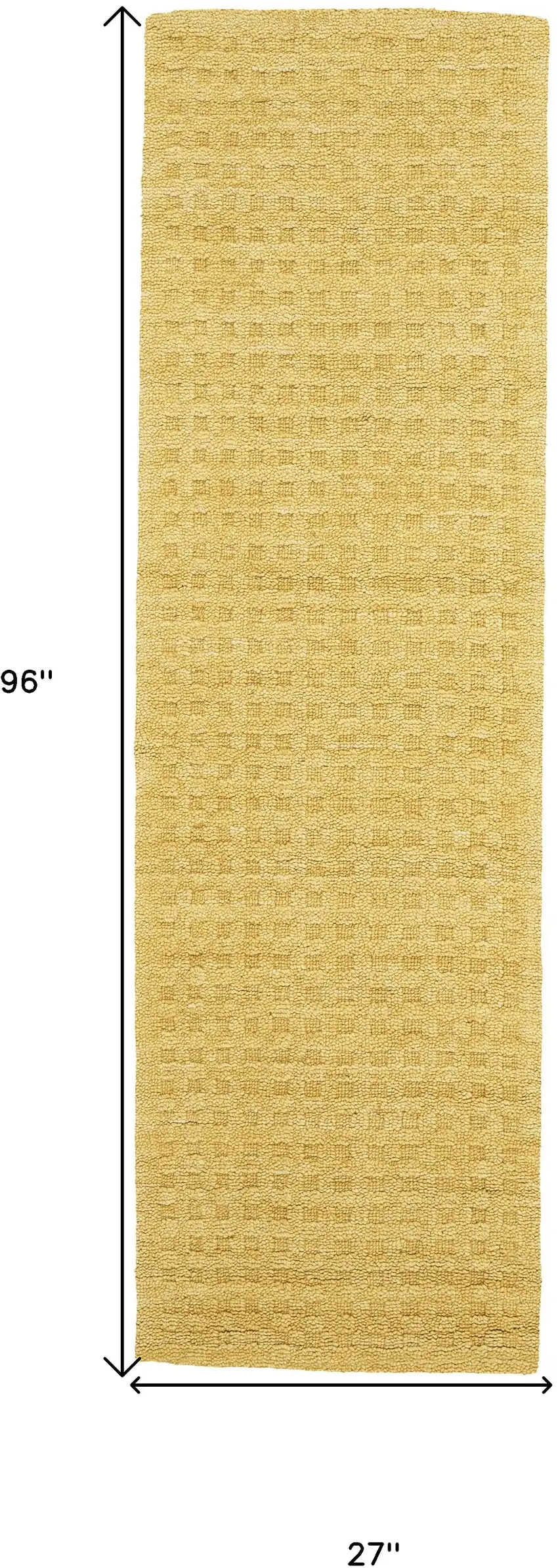 8' Yellow Wool Runner Rug Photo 3