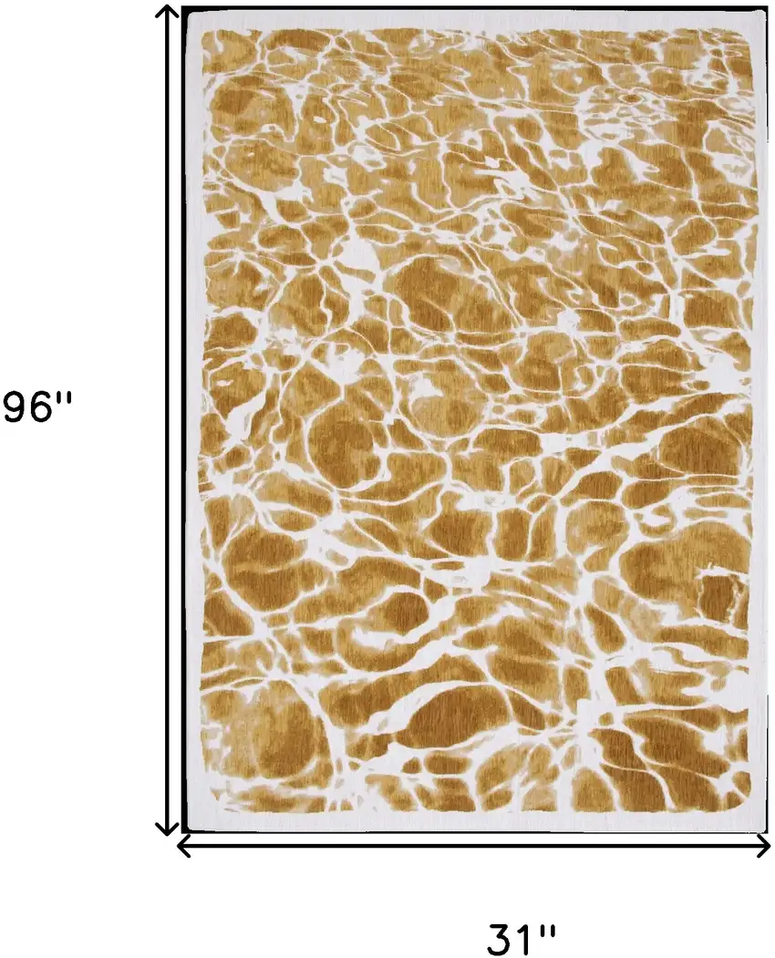 10' Yellow and Brown Abstract Non Skid Area Rug Photo 3
