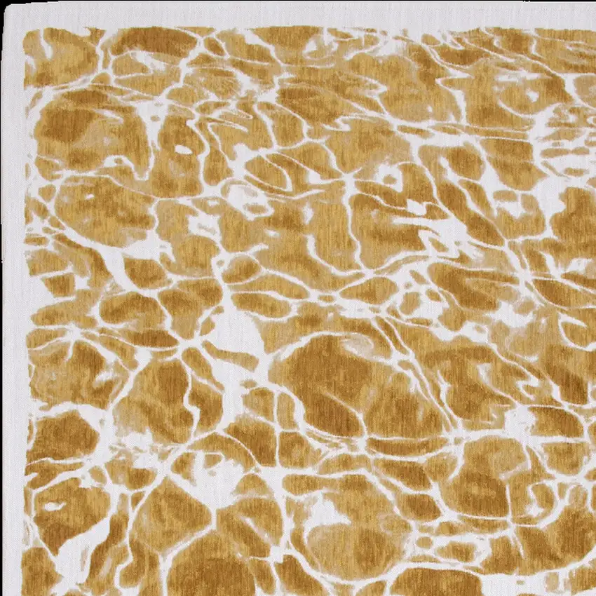 8' Yellow and Brown Round Abstract Non Skid Area Rug Photo 5