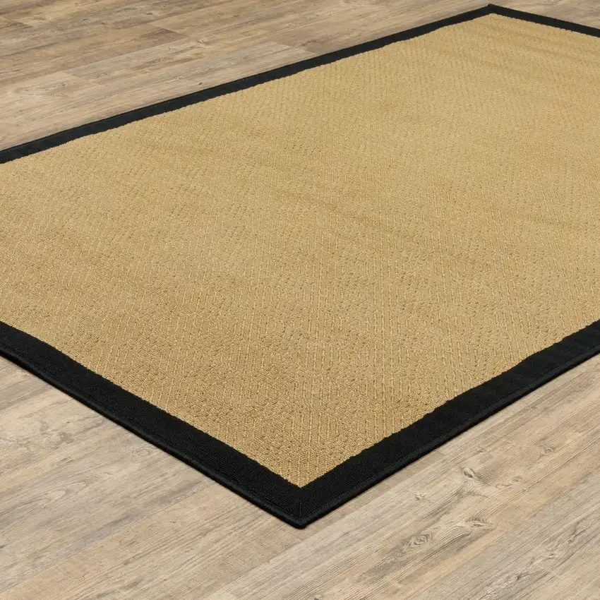 5'x8' Beige and Black Plain Indoor Outdoor Area Rug Photo 6