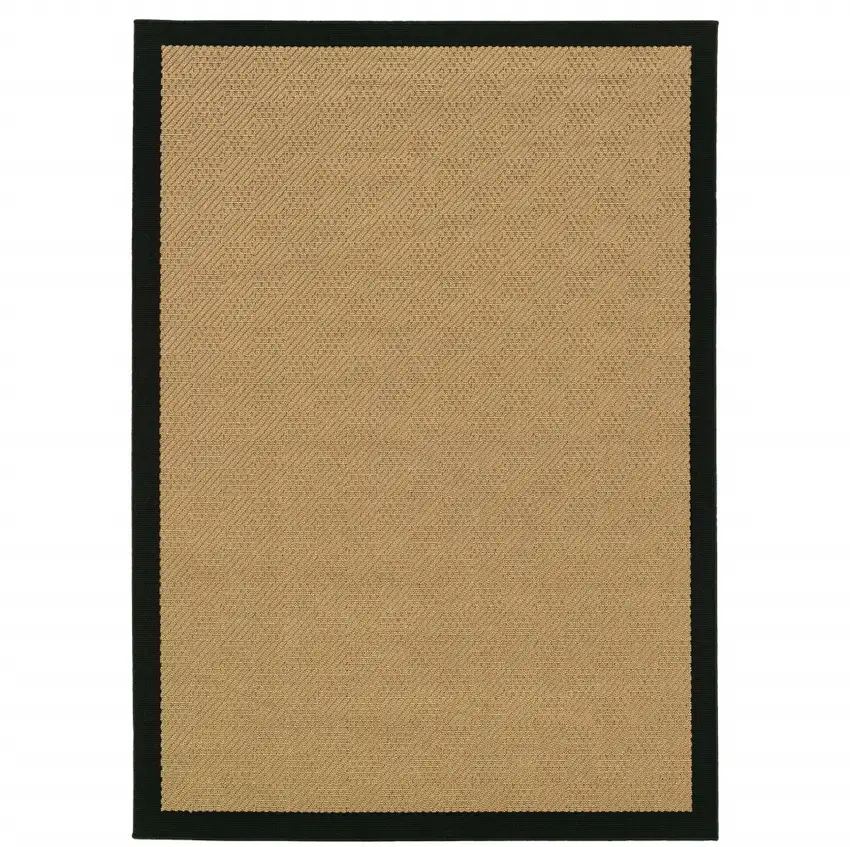 5'x8' Beige and Black Plain Indoor Outdoor Area Rug Photo 11