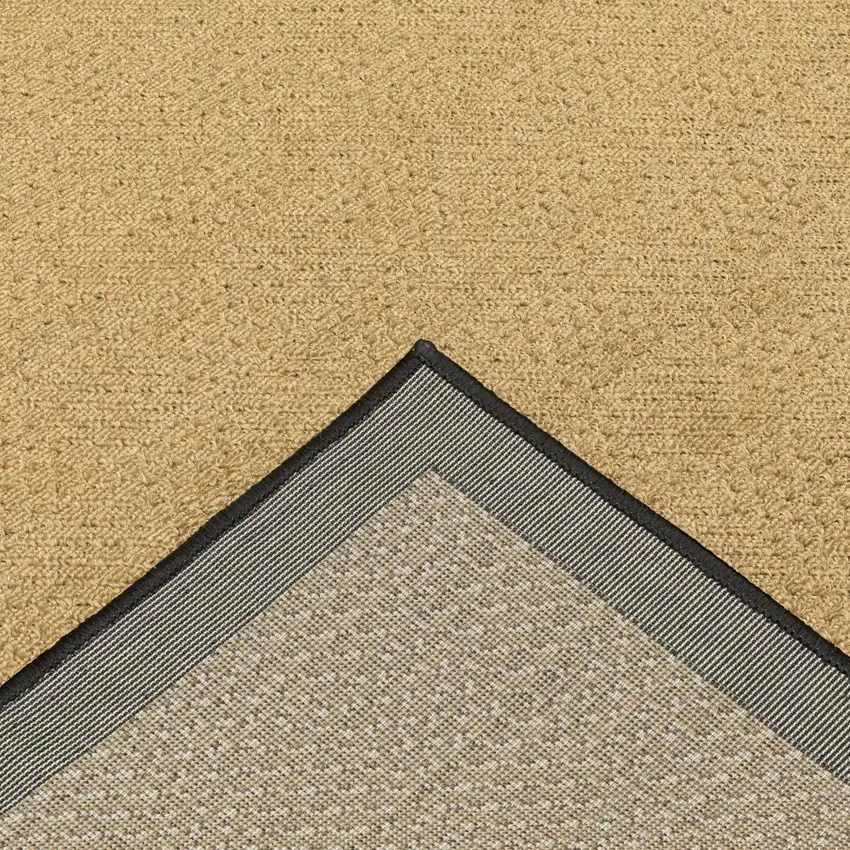 2'x8' Beige and Black Plain Indoor Outdoor Runner Rug Photo 9