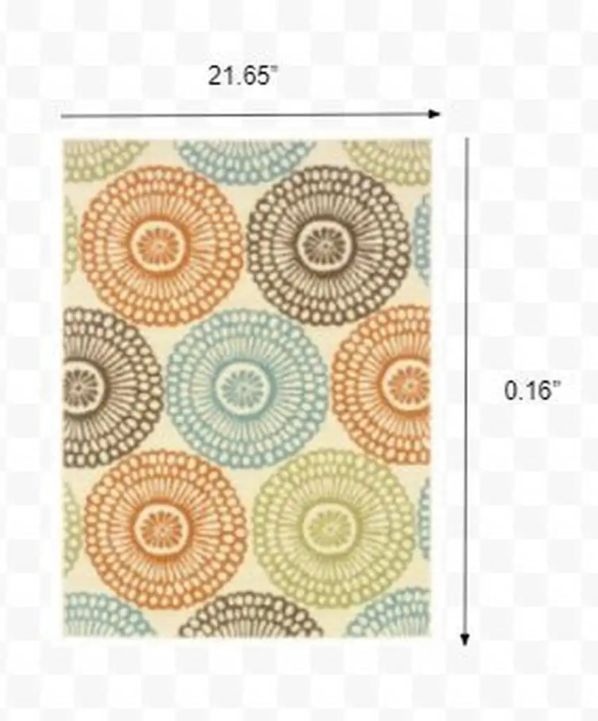 2'x4' Beige and Blue Medallion Indoor Outdoor Scatter Rug Photo 3