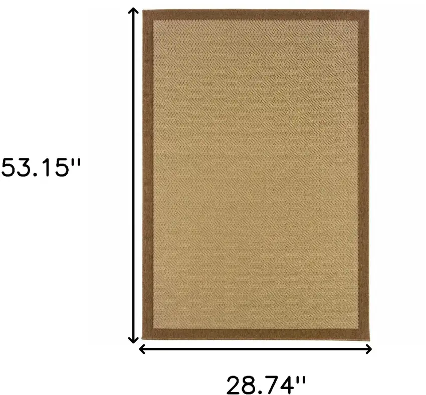 3'x5' Beige and Brown Plain Indoor Outdoor Area Rug Photo 6