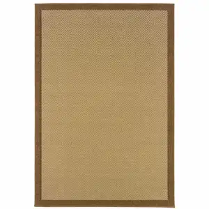 Photo of 4'x6' Beige and Brown Plain Indoor Outdoor Area Rug