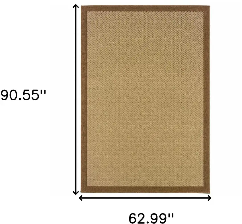 5'x8' Beige and Brown Plain Indoor Outdoor Area Rug Photo 7
