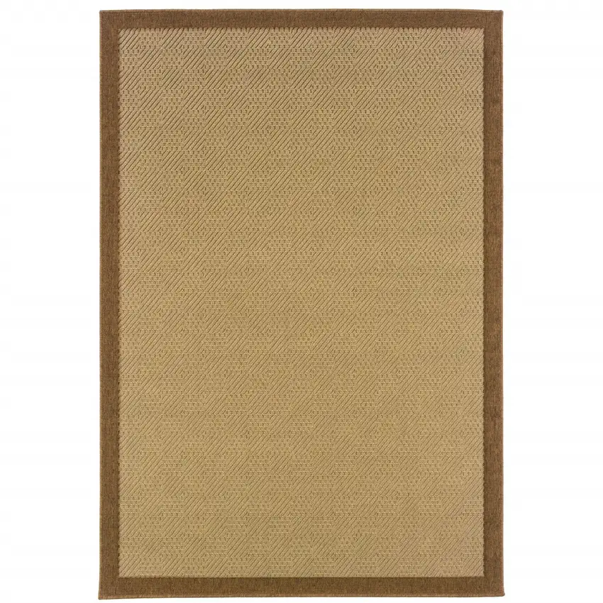 6'x9' Beige and Brown Plain Indoor Outdoor Area Rug Photo 6