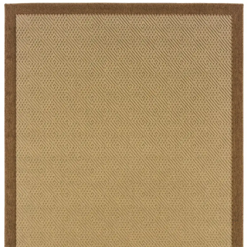 6'x9' Beige and Brown Plain Indoor Outdoor Area Rug Photo 5