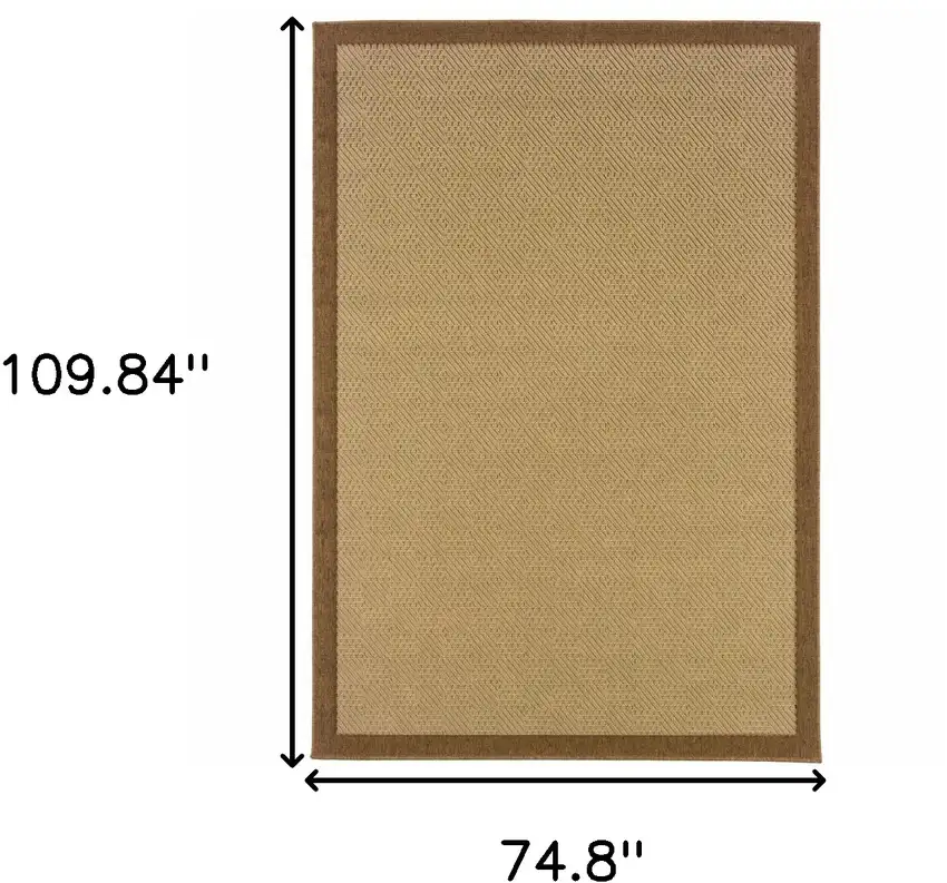 6'x9' Beige and Brown Plain Indoor Outdoor Area Rug Photo 7