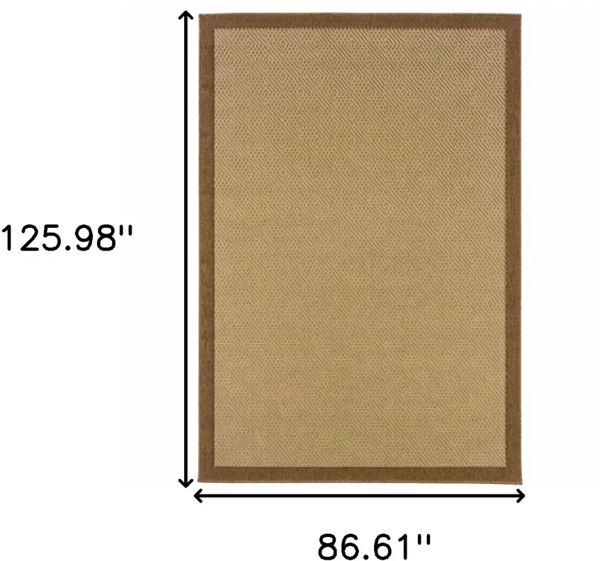 7'x11' Beige and Brown Plain Indoor Outdoor Area Rug Photo 7