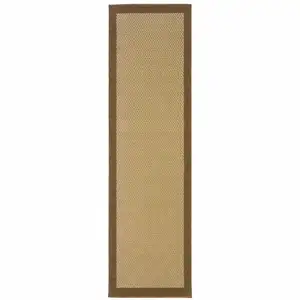 Photo of 2'x8' Beige and Brown Plain Indoor Outdoor Runner Rug