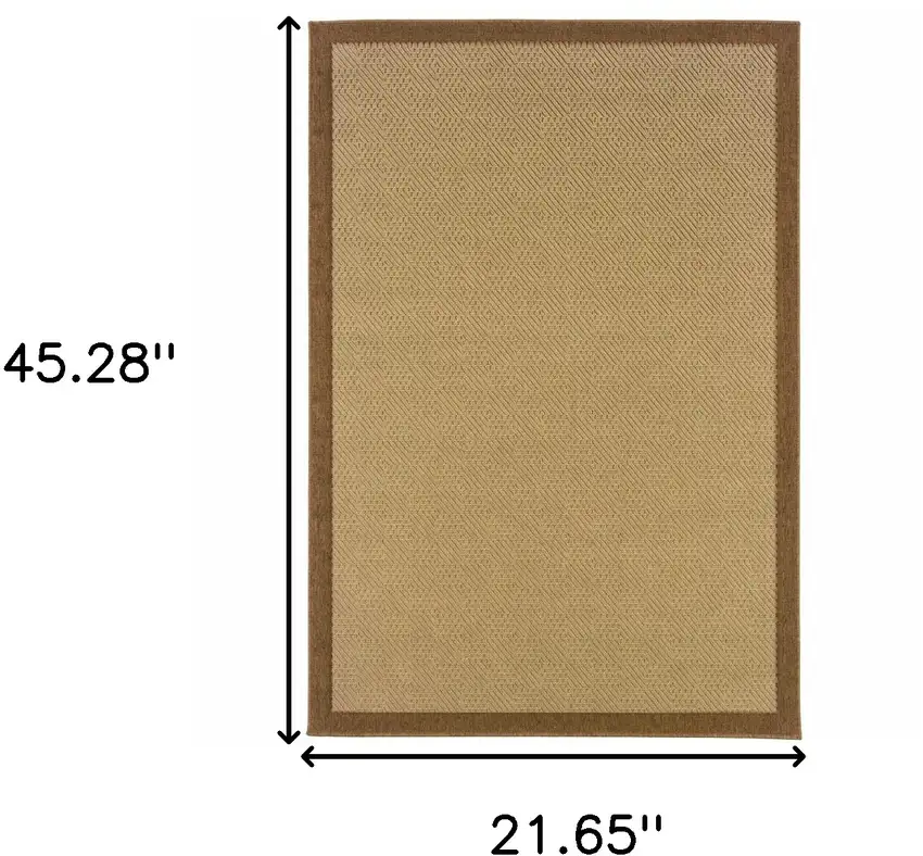 2'x4' Beige and Brown Plain Indoor Outdoor Scatter Rug Photo 7