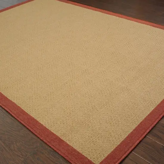 3'x5' Beige and Red Plain Indoor Outdoor Area Rug Photo 3