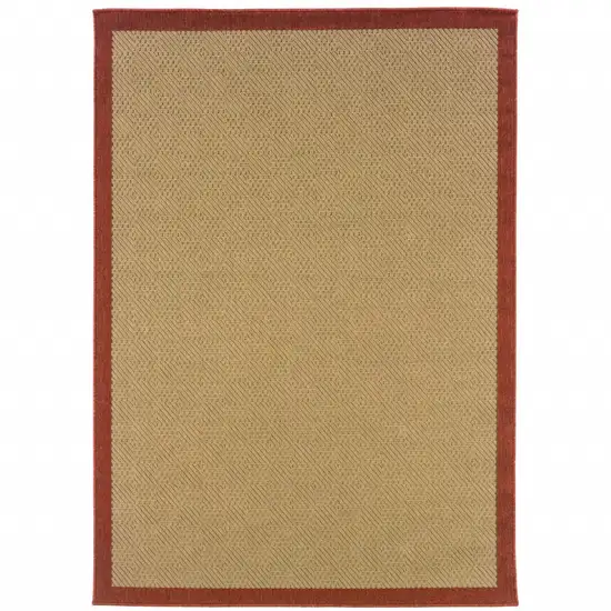 3'x5' Beige and Red Plain Indoor Outdoor Area Rug Photo 1