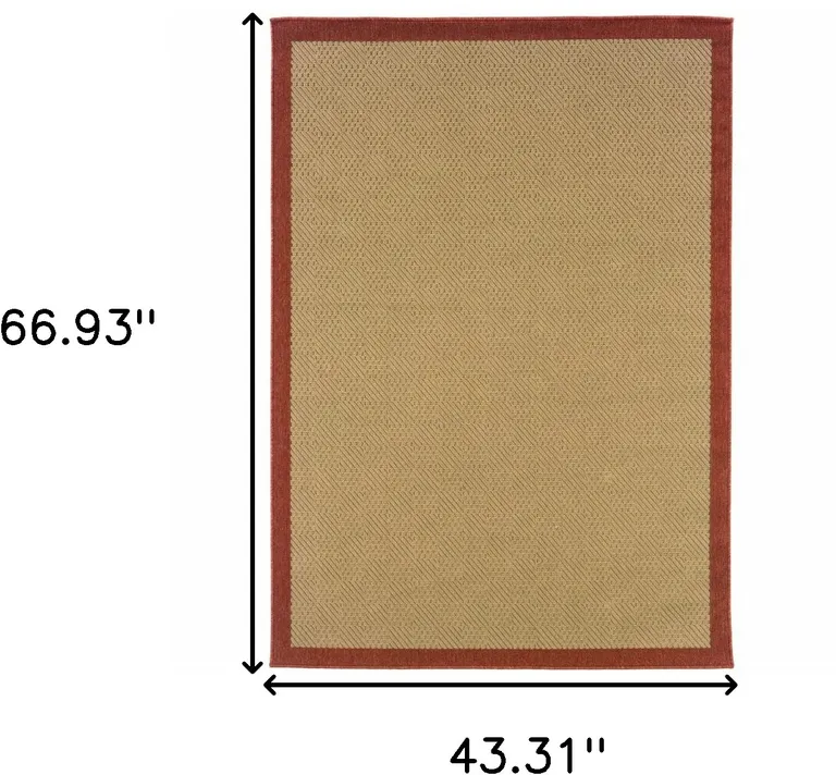 4'x6' Beige and Red Plain Indoor Outdoor Area Rug Photo 5