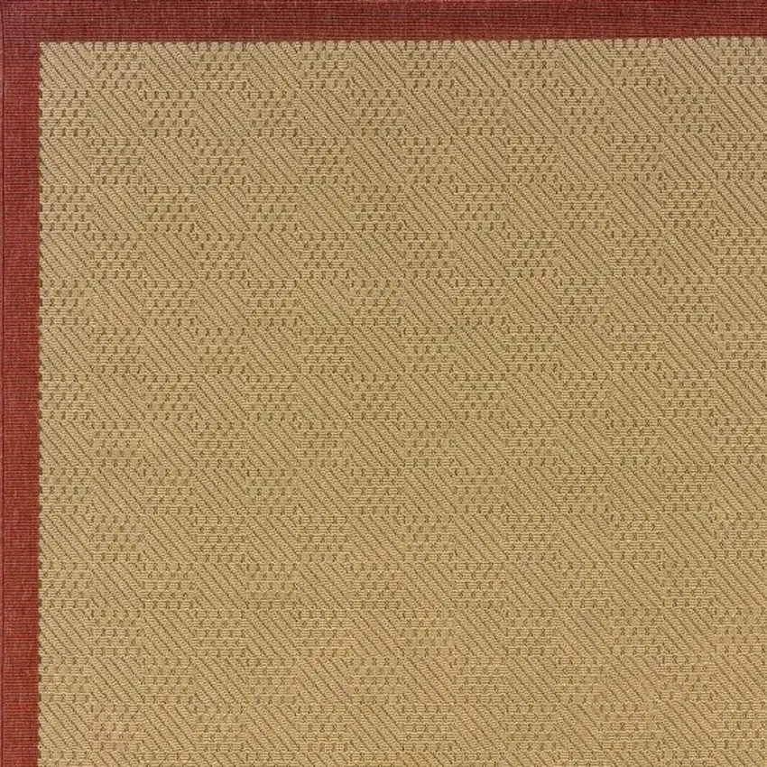 5'x8' Beige and Red Plain Indoor Outdoor Area Rug Photo 5