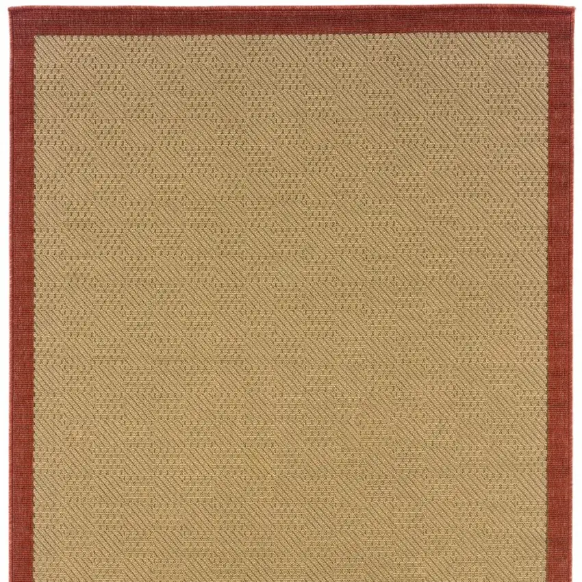 5'x8' Beige and Red Plain Indoor Outdoor Area Rug Photo 6