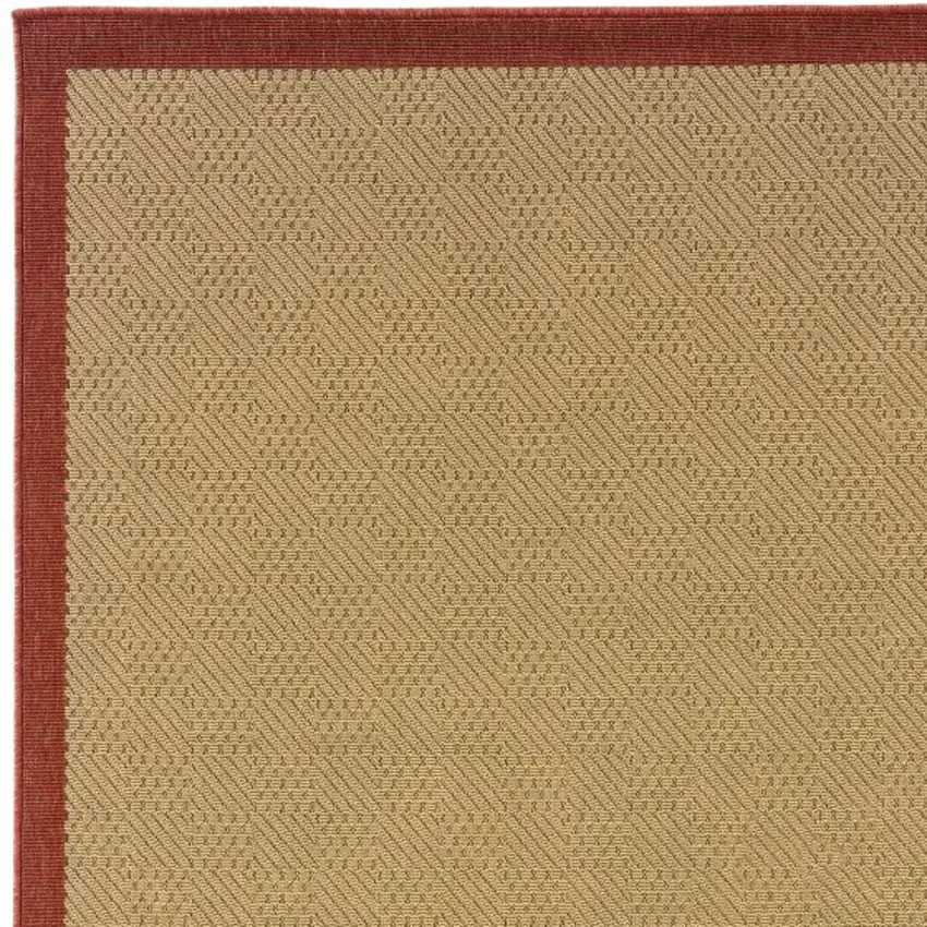 9'x13' Beige and Red Plain Indoor Outdoor Area Rug Photo 5