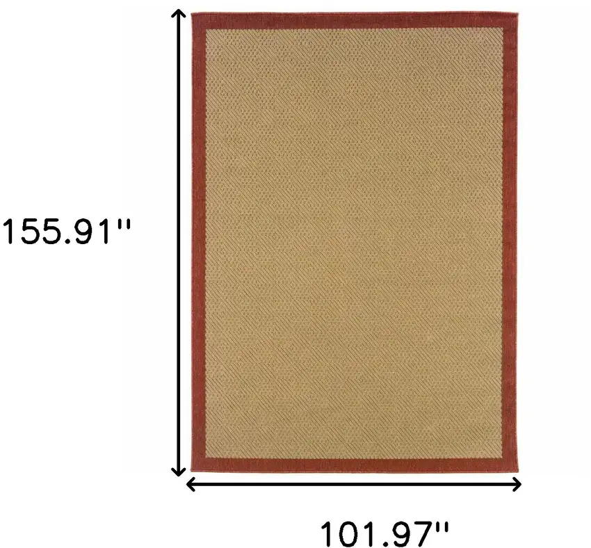 9'x13' Beige and Red Plain Indoor Outdoor Area Rug Photo 7