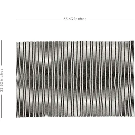 2' x 3' Black Checkered Hand Woven Area Rug Photo 6