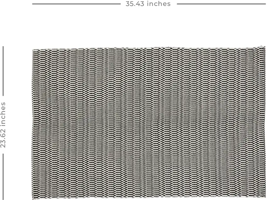2' x 3' Black Checkered Hand Woven Area Rug Photo 6