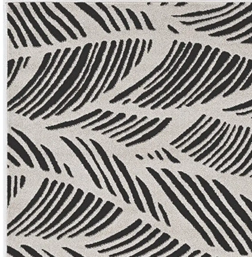 3'X5' Black White Machine Woven Uv Treated Tropical Palm Leaves Indoor Outdoor Area Rug Photo 4