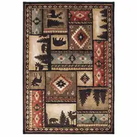 Photo of 4'x6' Black and Brown Nature Lodge Area Rug