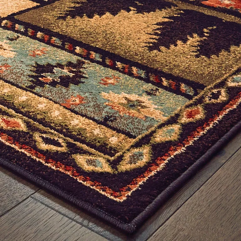 5'x7' Black and Brown Nature Lodge Area Rug Photo 2