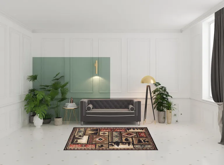 5'x7' Black and Brown Nature Lodge Area Rug Photo 3