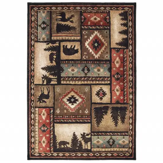 5'x7' Black and Brown Nature Lodge Area Rug Photo 1