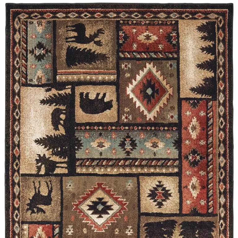 5'x7' Black and Brown Nature Lodge Area Rug Photo 4