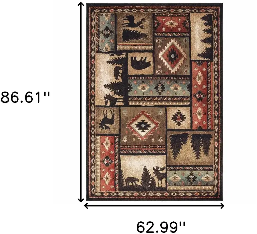 5'x7' Black and Brown Nature Lodge Area Rug Photo 5